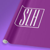 Papier Cadeau Gras moderne 3 initiales Monogramme | Blanc et pou