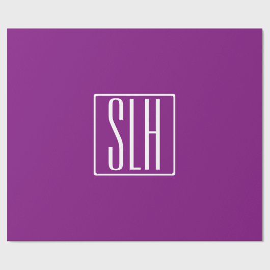 Papier Cadeau Gras moderne 3 initiales Monogramme | Blanc et pou (Plat)