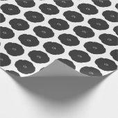 Papier Cadeau Gras Motif à fleurs rétro en noir et blanc (Coin)