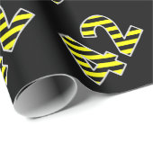 Papier Cadeau Gras, noirs et jaunes 42 N° d'événement (Anniversa (Coin rond)