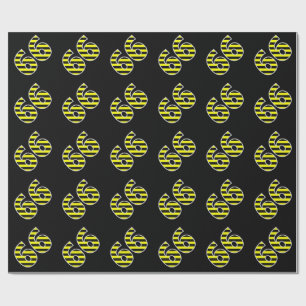 Papier Cadeau Gras, noirs et jaunes 66 N° d'événement (Anniversa