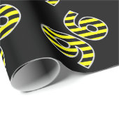 Papier Cadeau Gras, noirs et jaunes 96 N° d'événement (Anniversa (Coin rond)