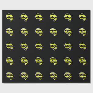 Papier Cadeau Gras, noirs et jaunes 9 N° d'événement (Anniversai