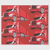 Papier Cadeau Gras Red Semi-Truck Big Rig Trucker (Plat)
