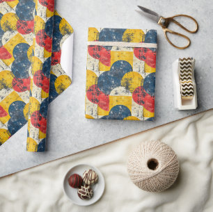 Papier Cadeau Gras Retro Pop-Art Motif avec cercles texturés