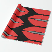Papier Cadeau Gras rouge lèvres Pop Art (Déroulé)