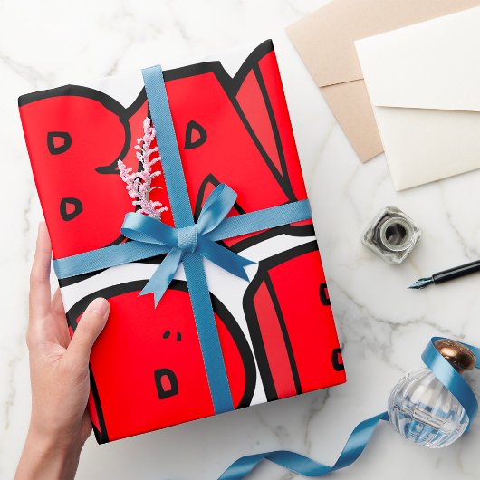 Papier Cadeau Gras rouge mauvais style de graffiti