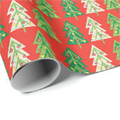 Papier Cadeau Gras tendance moderne Preppy arbres de Noël (Coin rond)