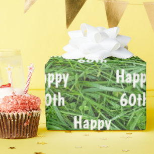 Papier Cadeau Grass vert 60e Anniversaire Papier d'enveloppement