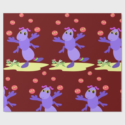 Papier Cadeau Grasshopper violet Jongler amusant Créature (Plat)