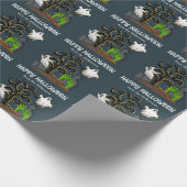 Papier Cadeau Graveyard Zombie et Ghosts mignon fête d'Halloween (Coin)