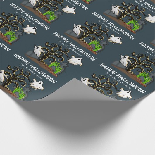 Papier Cadeau Graveyard Zombie et Ghosts mignon fête d'Halloween (Coin)