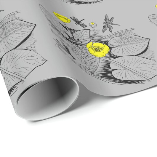 Papier Cadeau Gravure de nénuphars (Coin rond)