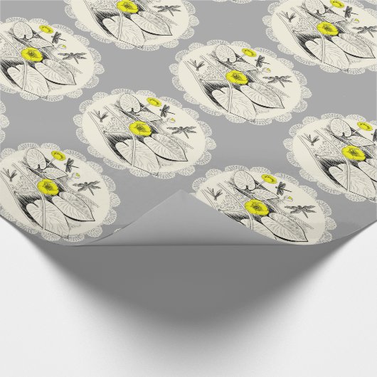 Papier Cadeau Gravure de nénuphars (Coin)