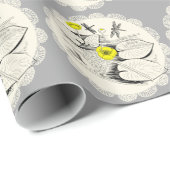 Papier Cadeau Gravure de nénuphars (Coin rond)