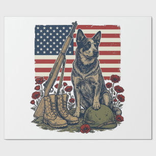 Papier Cadeau Gravure vintage mémorielle patriotique de Blue Hee