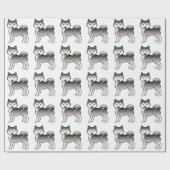 Papier Cadeau Gray Alaskien Malamute mignon chien Motif (Plat)