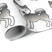 Papier Cadeau Gray Alaskien Malamute mignon chien Motif (Coin rond)