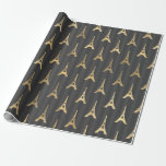 Papier Cadeau Gray and Gold Foil Paris Tour Eiffel<br><div class="desc">Papier d'emballage motif de tour gris et doré.</div>