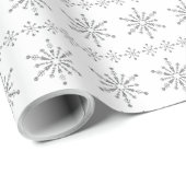 Papier Cadeau Gray Christmas Snowflakes Pattern White Background (Coin rond)