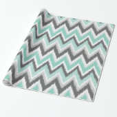 Papier Cadeau Gray et Mint Ikat Chevron (Déroulé)