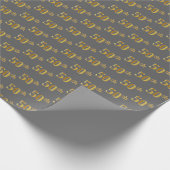 Papier Cadeau Gray, Faux Gold 50th (Cinquantième) Event (Coin)