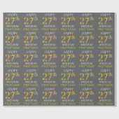 Papier Cadeau Gray, Faux Gold "HAPPY 27th BIRTHDAY" (Plat)
