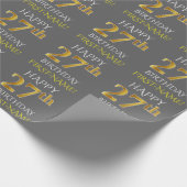 Papier Cadeau Gray, Faux Gold "HAPPY 27th BIRTHDAY" (Coin)