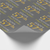 Papier Cadeau Gray, Faux Gold "HAPPY 57th BIRTHDAY" (Coin)