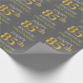 Papier Cadeau Gray, Faux Gold "HAPPY 85th BIRTHDAY" (Coin)