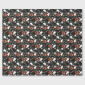 Papier Cadeau Gray Ghosts Chats Citrouilles Halloween Motif (Plat)