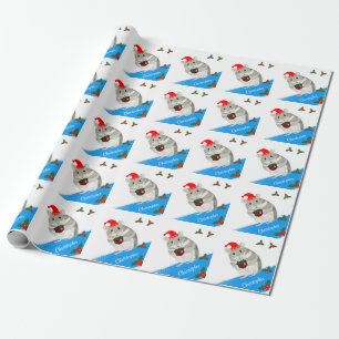 Papier Cadeau Gray Hamster garçons personnalisés Noël