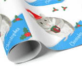 Papier Cadeau Gray Hamster garçons personnalisés Noël (Coin rond)
