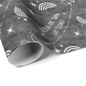 Papier Cadeau Gray LGBT Gay Tidings Noël Light Motif (Coin rond)