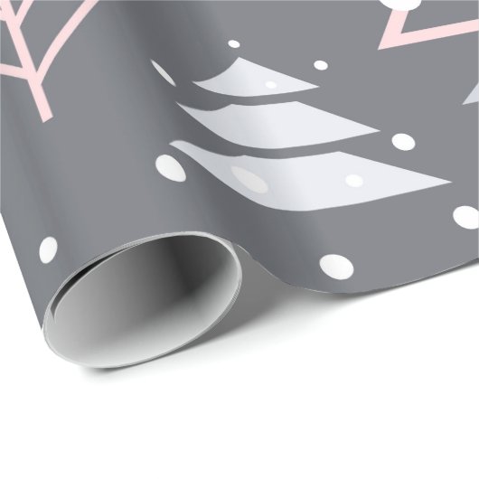 Papier Cadeau Gray rose et blanc (Coin rond)