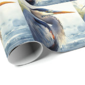 Papier Cadeau Great Blue Heron Faune Mer Terres Humides Oiseaux  (Coin rond)