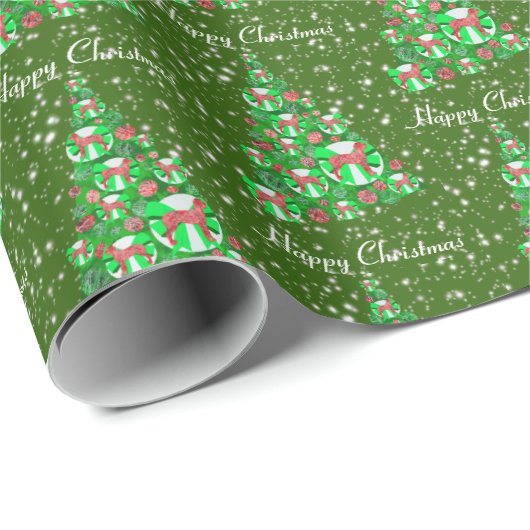 Papier Cadeau Great Dane Chien de Noël Arbre de vacances Vert (Coin rond)