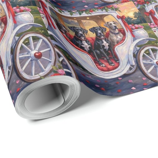 Papier Cadeau Great Dane Dog Valentine's Day (Coin rond)