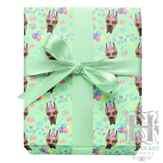 Papier Cadeau Great Dane Wrapping Paper in Green
