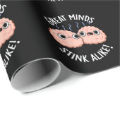 Papier Cadeau Great Minds Putain Comme Funny Cerveau Pun Dark BG (Coin rond)