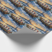 Papier Cadeau Great Pyrenees Christmas Boat Holiday (Coin)