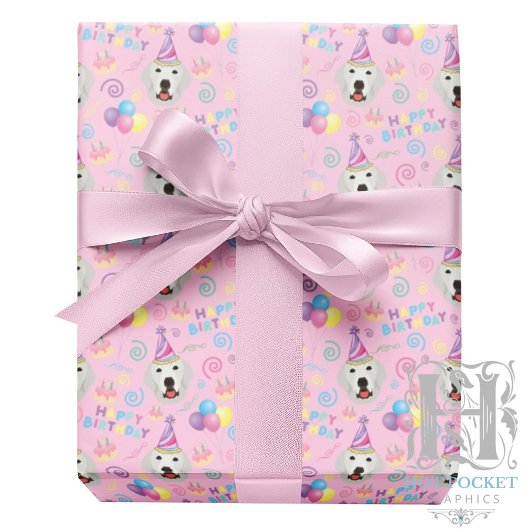 Papier Cadeau Great Pyrenees Wrapping Paper Pink