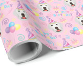Papier Cadeau Great Pyrenees Wrapping Paper Pink (Coin rond)