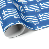 Papier Cadeau Grèce papier enveloppant, drapeau grec patriotique (Coin rond)