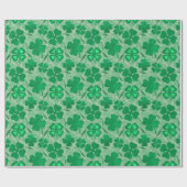 Papier Cadeau Green 4 Leaf Clovers Saint Patricks Day (Plat)