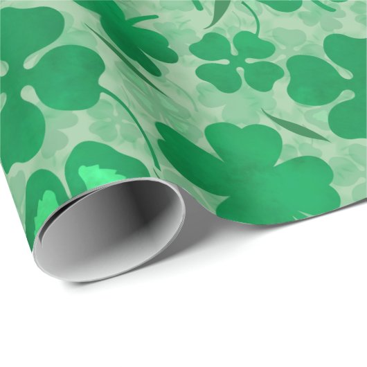 Papier Cadeau Green 4 Leaf Clovers Saint Patricks Day (Coin rond)