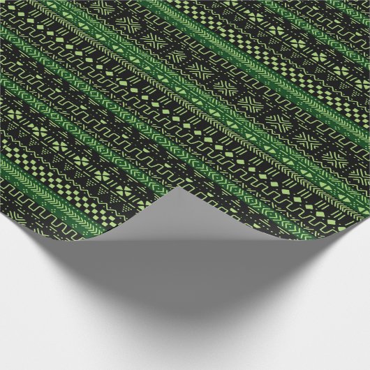 Papier Cadeau Green And Black African Pattern Wrapping Paper (Coin)