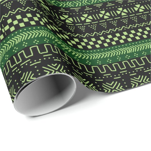 Papier Cadeau Green And Black African Pattern Wrapping Paper (Coin rond)