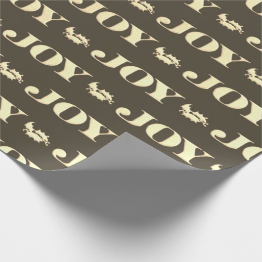Papier Cadeau Green and Gold Joy Holly Christmas Wrapper Paper (Coin)