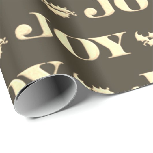 Papier Cadeau Green and Gold Joy Holly Christmas Wrapper Paper (Coin rond)